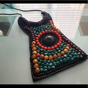 STUNNING handmade tribal necklace colorful stones